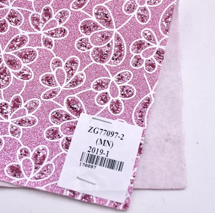 Shiny Flowers Paillette Glitter Pvc Synthetic Leather